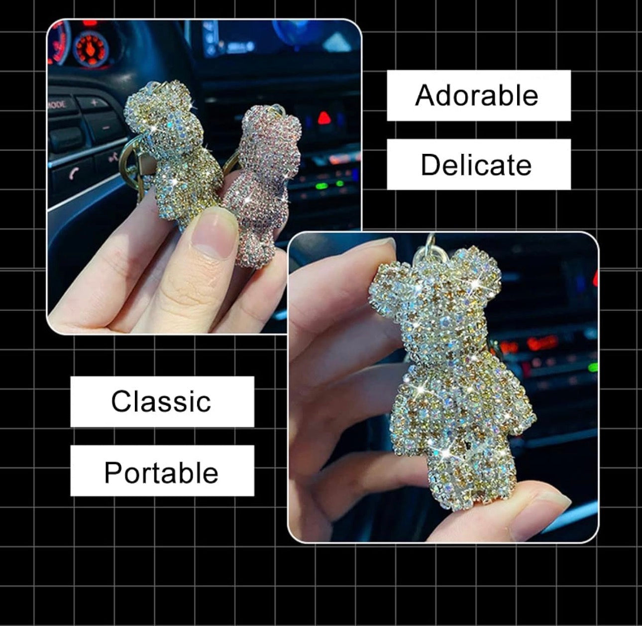 ✨ Diamond Bear Keychain - Multiple Styles Available ✨