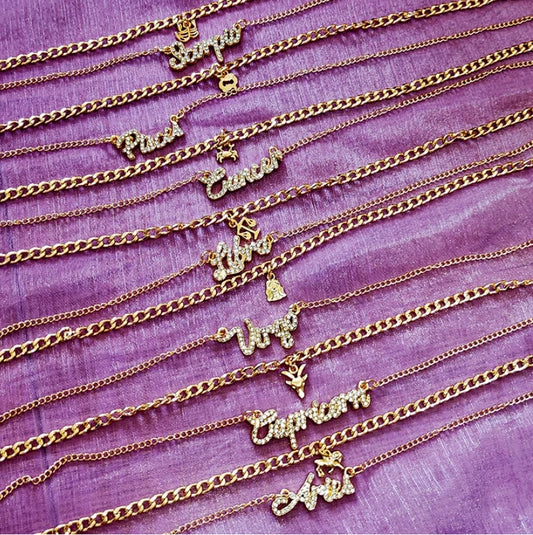 18k 2 Pc Zodiac Sign Necklace